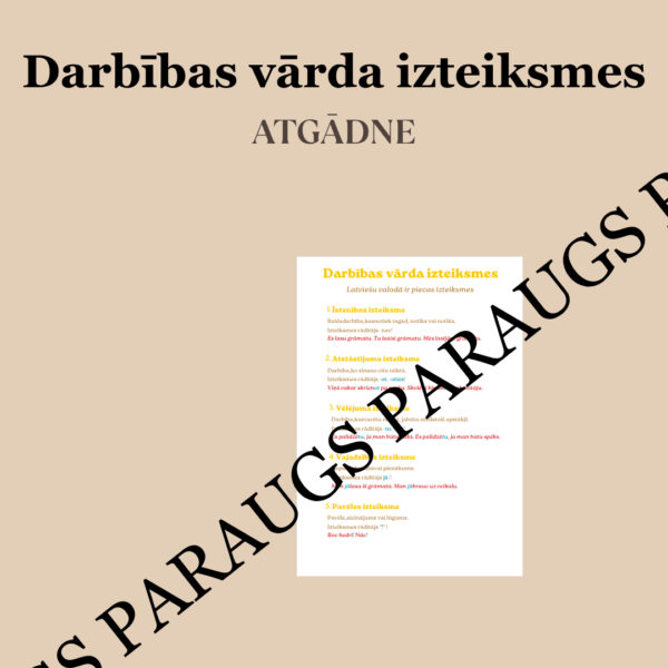 Darbības vārda izteiksmes – atgādne Darbības vārda izteiksmes – atgādne