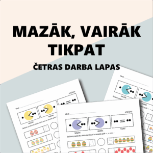 Mazāk, vairāk, tikpat I Lieldienas I 4 darba lapas