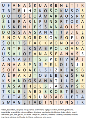 Filvords – sports (37 vārdi)