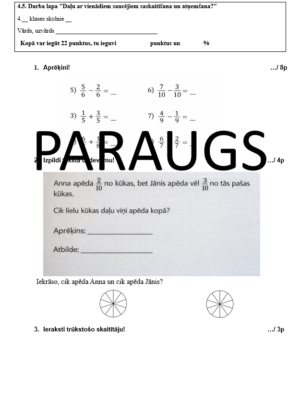 4.5. Darba lapa “Daļu ar vienādiem saucējiem + un -” FV-%
