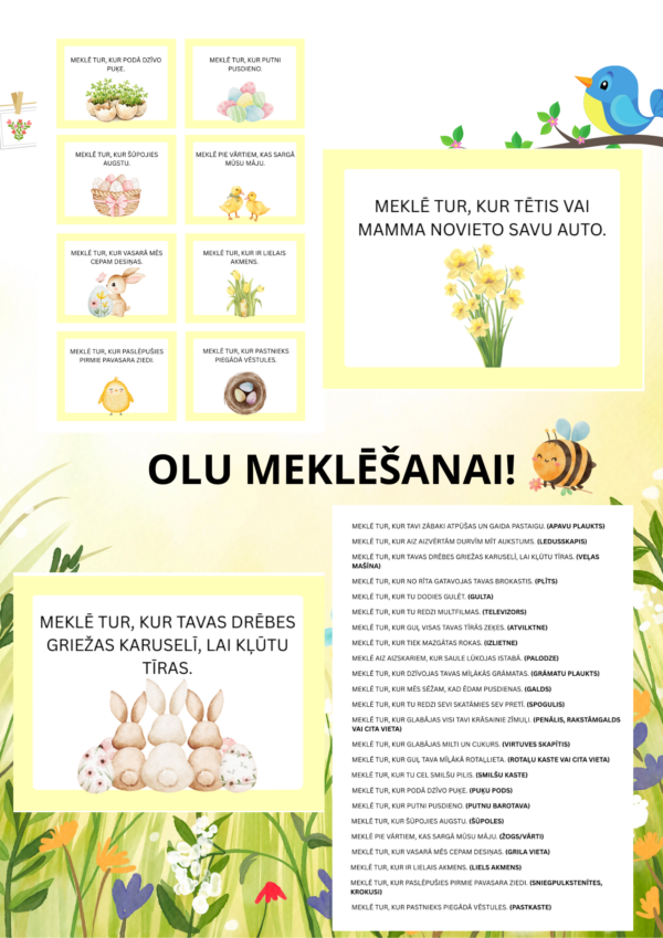 Lieldienu olu meklēšanas spēle – 27 norāžu kartītes – Mācību materiāli