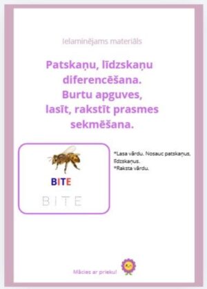 Burtu apguves, lasīt, rakstīt prasmes sekmēšana (5 – 6 gadi)