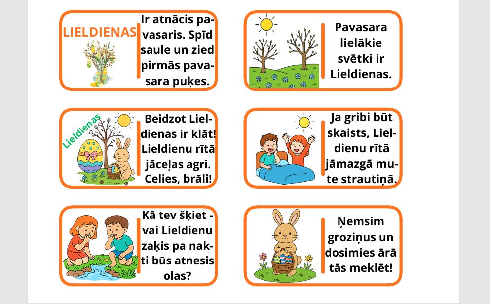 Domino “Lieldienas” – Mācību materiāli