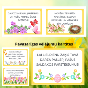 Pavasarīgas un Lieldienu noskaņas vēlējumu kartītes!