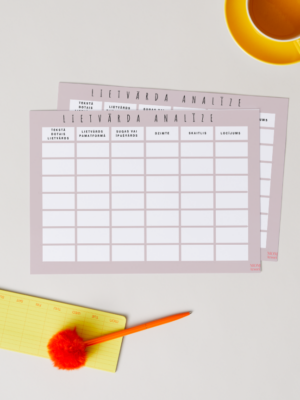 LIETVĀRDS – lietvārda analīze – darba lapa