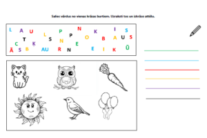 Saliec vārdus no vienas krāsas burtiem.