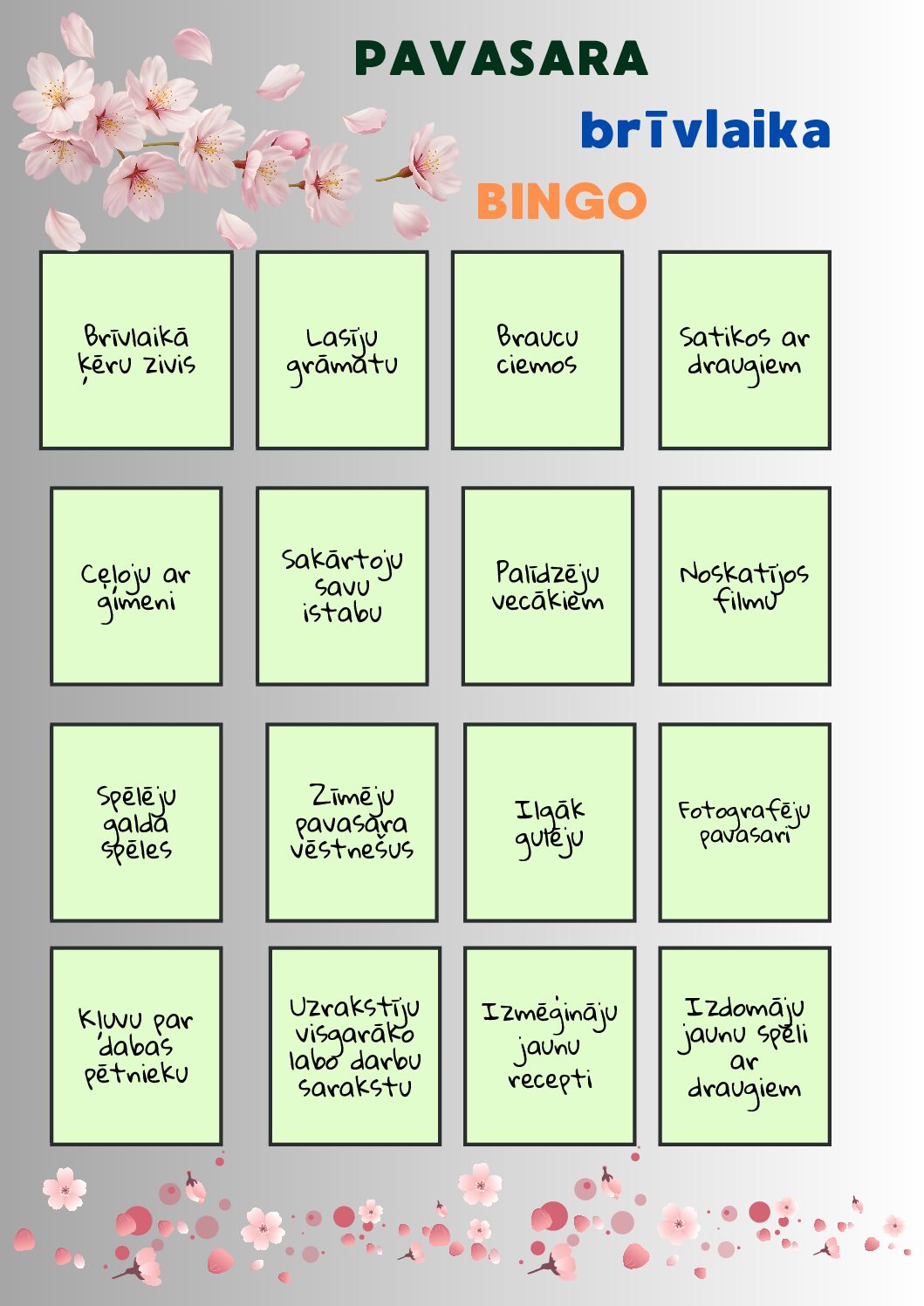 Pavasara BINGO