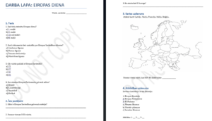 Eiropas diena. Darba lapa.