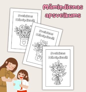 Māmiņdienas apsveikums+krāsojamās lapas