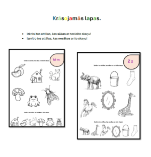 Pirmā skaņa vārdā. Izkrāso, izsvītro!