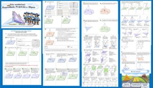 Perpendikuls pret plakni, slīpne, slīpnes projekcija.