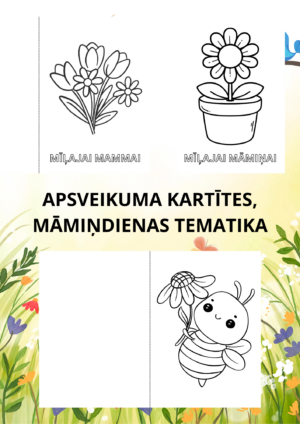 Krāsojamas apsveikuma kartītes, māmiņdienas tematika