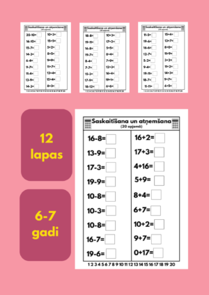 Saskaitīšana, atņemšana 20 apjomā.