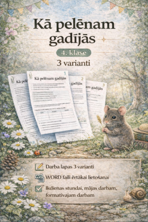 Darbs ar tekstu 4. klasei “Kā pelēnam gadījās? 3 varianti