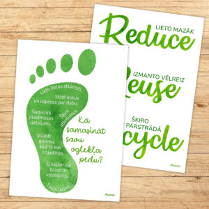 Plakāti par šķirošanu un oglekļa pēdu