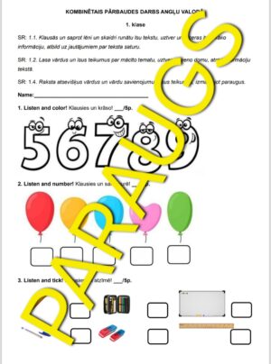 Kombinētais darbs angļu valodā 1. klase gada noslēguma