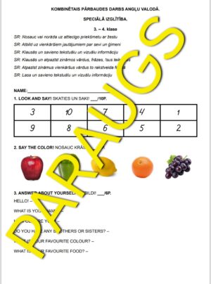 Kombinētais darbs angļu valoda speciālā izglītība 3.-4. klas