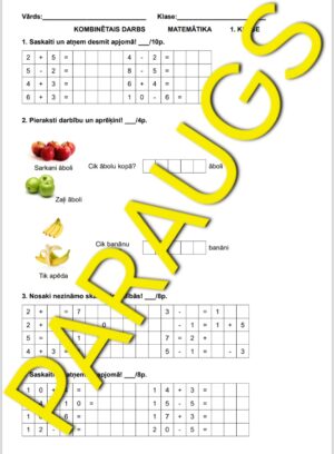 Kombinētais darbs matemātikā 1. klase gada noslēguma darbs