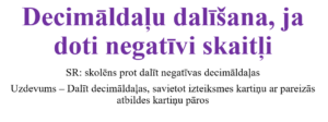 Decimāldaļu dalīšana ar negatīviem skaitļiem