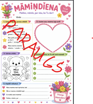 Mātes diena. Darba lapa sākumskolai.
