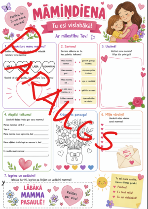 Mātes diena. Darba lapa.