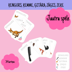 Ķengurs, ķemme, ģitāra, zāģis, zeķe