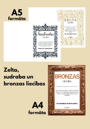 Zelta, sudraba un bronzas liecības