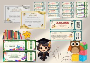 Gada noslēguma komplekts ( diplomi, biļetes )