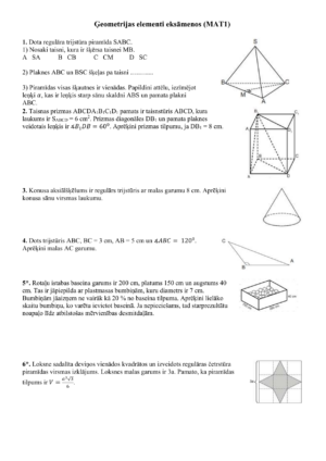 Ģeometrijas elementi eksāmenos (MAT1)