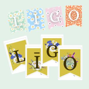 Līgo, Līgo! Printējama karodziņu virtene Jāņiem 2 dizaini