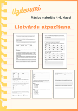 18 uzdevumi. Lietvārdu atpazīšana (4.-6.kl.)