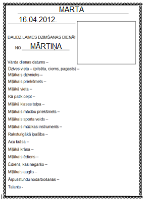 DZIMŠANAS DIENAS ANKETA