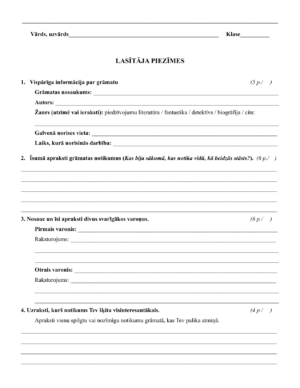 Lasītāja piezīmes (vasaras lasīšanai) DL+vērtēšana