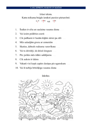 Lasi, izproti, saliec pieturzīmes un krāso.