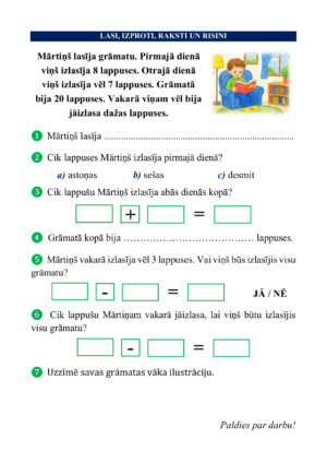Lasi, izproti, raksti un risini! (saskaitīšana, atņemšana)