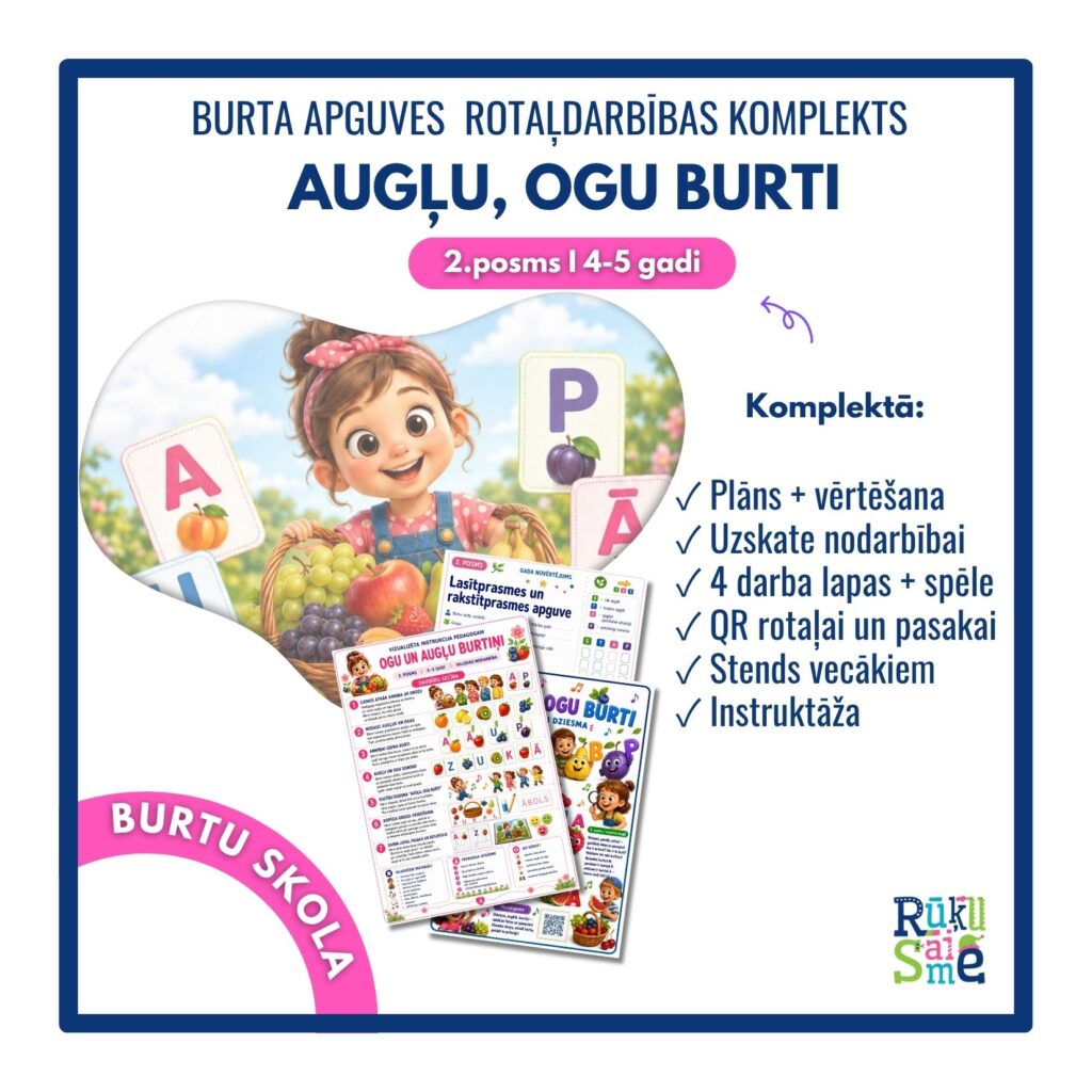 Augļu, ogu burti l Burtu apguves komplekts 4-5 gadi