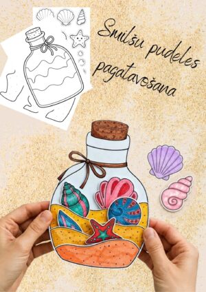 Radošā smilšu pudele-griežam, krāsojam, līmējam