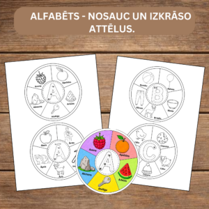 ALFABĒTS – NOSAUC UN IZKRĀSO ATTĒLUS.