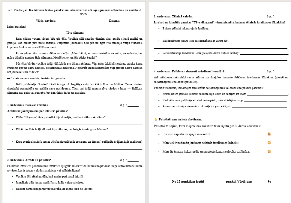 5.5.Tradīcijas. Kā latviešu tautas pasakās… FVD literatūrā