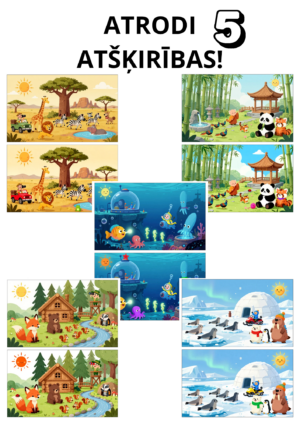 Atrodi 5 atšķirības – zvēri Atrodi 5 atšķirības – zvēri