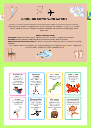Kustību un aktīvo paužu kartītes
