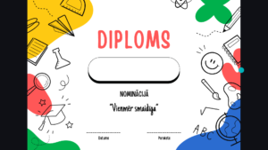 Diplomi ar dažādām nominācijām