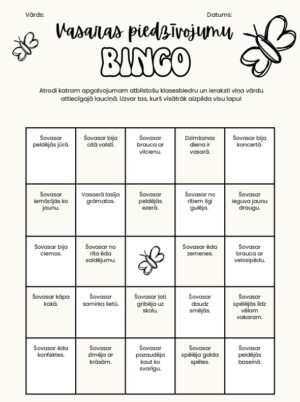 Vasaras piedzīvojumu bingo Vasaras piedzīvojumu bingo