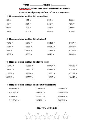 Naturālie skaitļu noapaļošana dažādos uzdevumos, 5.klase Naturālie skaitļu noapaļošana dažādos uzdevumos, 5.klase