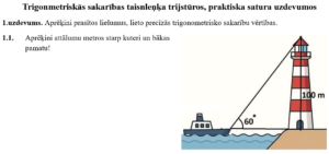 Trigonometriskās sakarības taisnleņķa trijstūros
