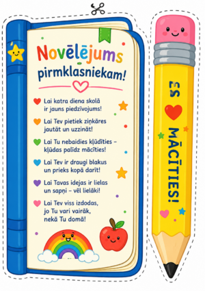 “Sveika, skola!” darba lapa un novēlējumi pirmklasniekiem.