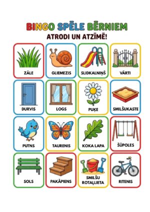 Bingo spēle bērniem – Rotaļas ārā Bingo spēle bērniem – Rotaļas ārā