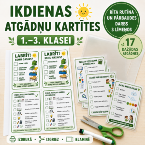 Patstāvīgs skolēns – ikdienas atgādņu kartītes