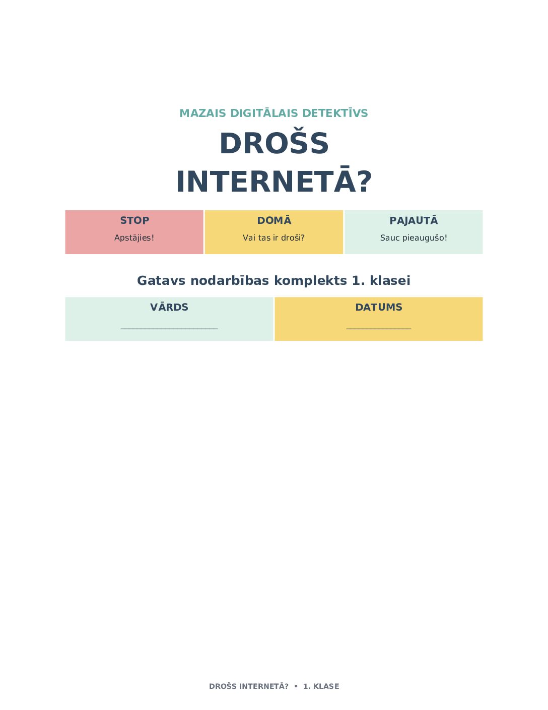 Drošs internetā? (gatavs stundas plāns)
