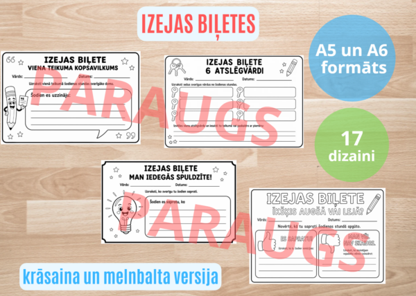 IZEJAS BIĻETES no stundas (1.-4.kl.) IZEJAS BIĻETES no stundas (1.-4.kl.)